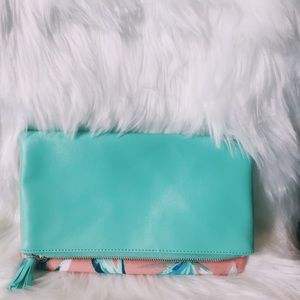 Tropical Leather/Canvas Clutch